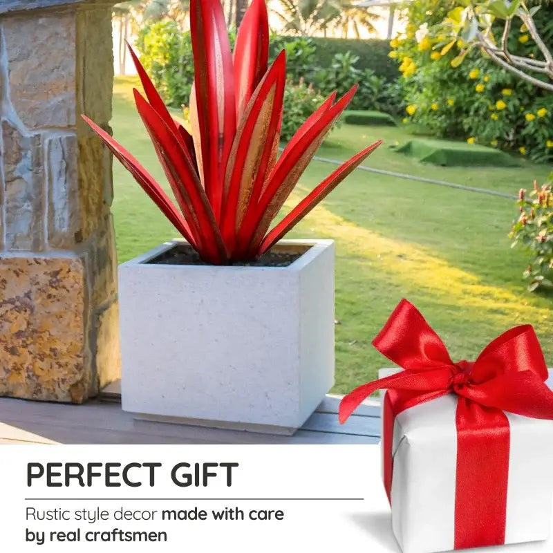 Metal Agave Sculpture with Rustic Finish and Weather-Resistant Construction, Easy Assembly Avento Goods
