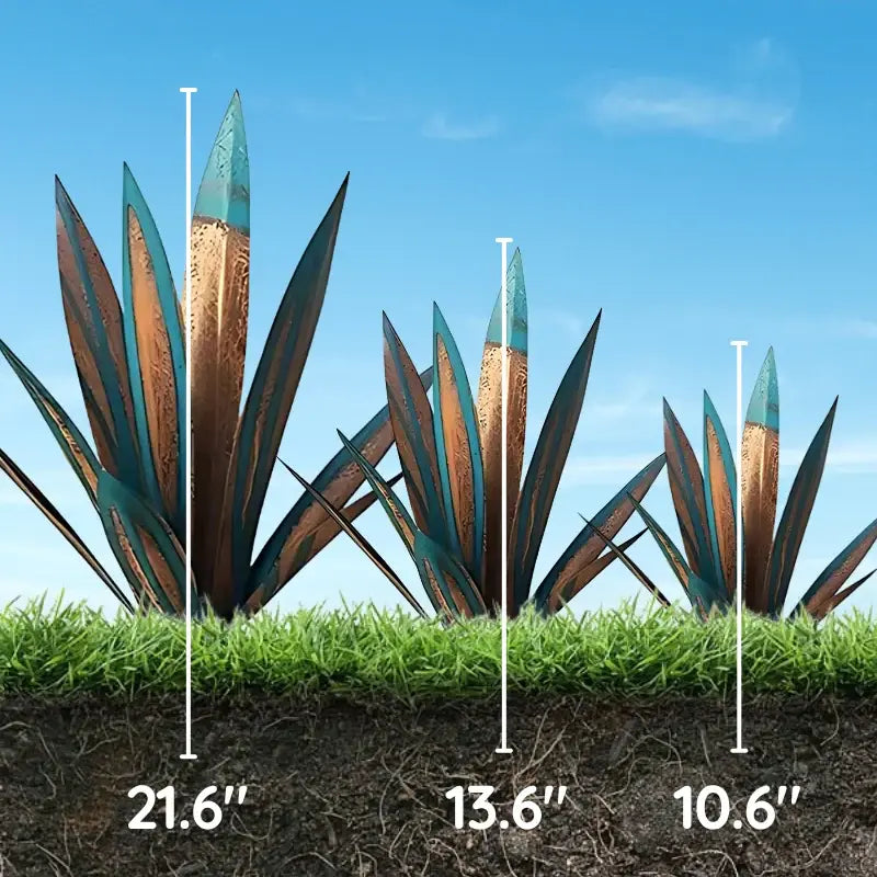 Metal Agave Sculpture with Rustic Finish and Weather-Resistant Construction, Easy Assembly Avento Goods