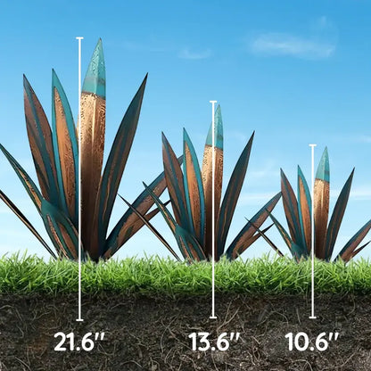 Metal Agave Sculpture with Rustic Finish and Weather-Resistant Construction, Easy Assembly Avento Goods
