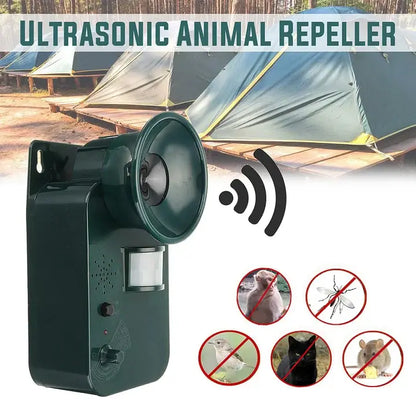 Outdoor Ultrasonic Animal Repeller with Motion Sensor and Flashing Light, Battery Powered Avento Goods