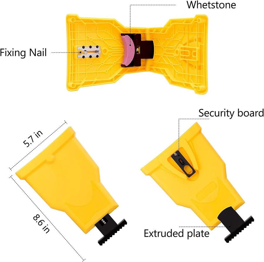 Chain Sharpener with Quick Touch-Up Stone and Dual Pins for 14-20in Two-Hole Bars