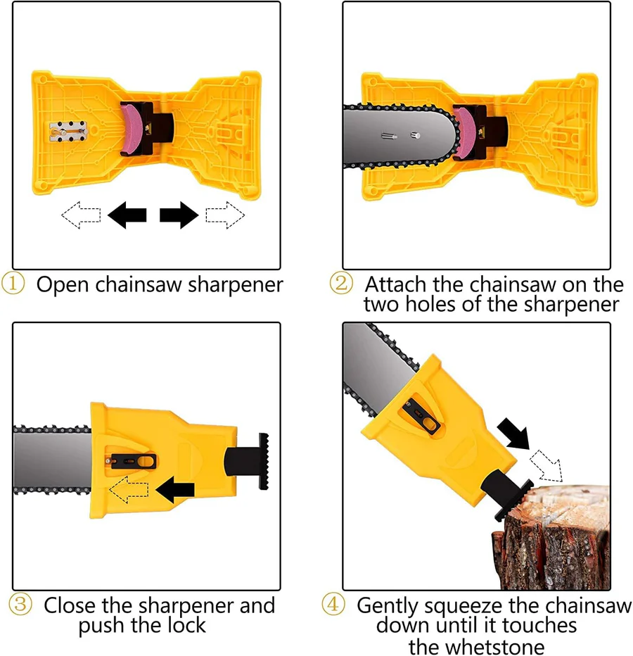 Chain Sharpener with Quick Touch-Up Stone and Dual Pins for 14-20in Two-Hole Bars