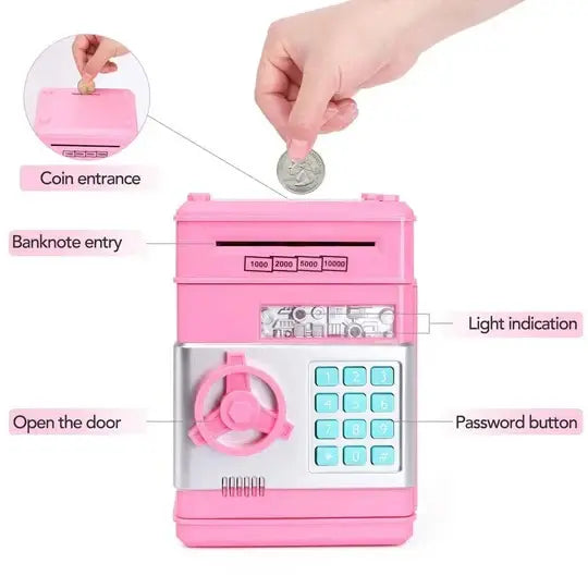 Electronic Piggy Bank with Auto Bill Intake and Password Lock, Voice Prompts, LED Screen Avento Goods