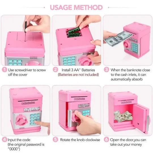 Electronic Piggy Bank with Auto Bill Intake and Password Lock, Voice Prompts, LED Screen Avento Goods
