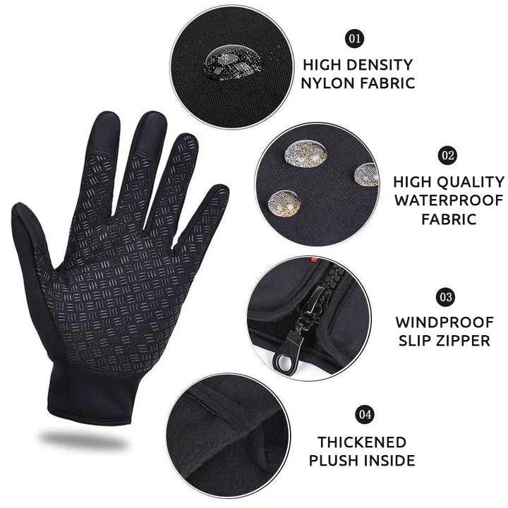 Touchscreen Winter Gloves with Triple-Layer Insulation and Anti-Slip Palm, Zippered Cuff