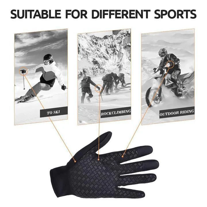 Touchscreen Winter Gloves with Triple-Layer Insulation and Anti-Slip Palm, Zippered Cuff