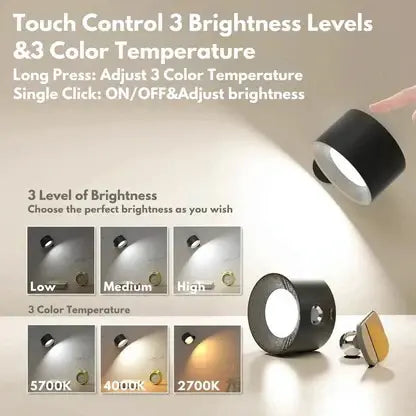 Rechargeable Wall Light Magnetic 360° Ball Joint and Touch Control, USB Type C Avento Goods