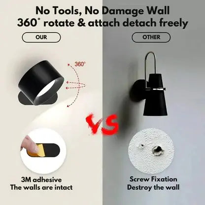 Rechargeable Wall Light Magnetic 360° Ball Joint and Touch Control, USB Type C Avento Goods