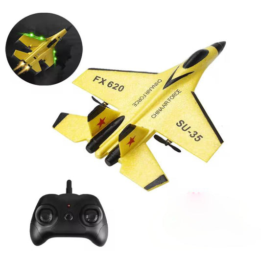 Beginner RC Airplane with 3-Axis Gyro and Dual Rear Motors, LED Lights
