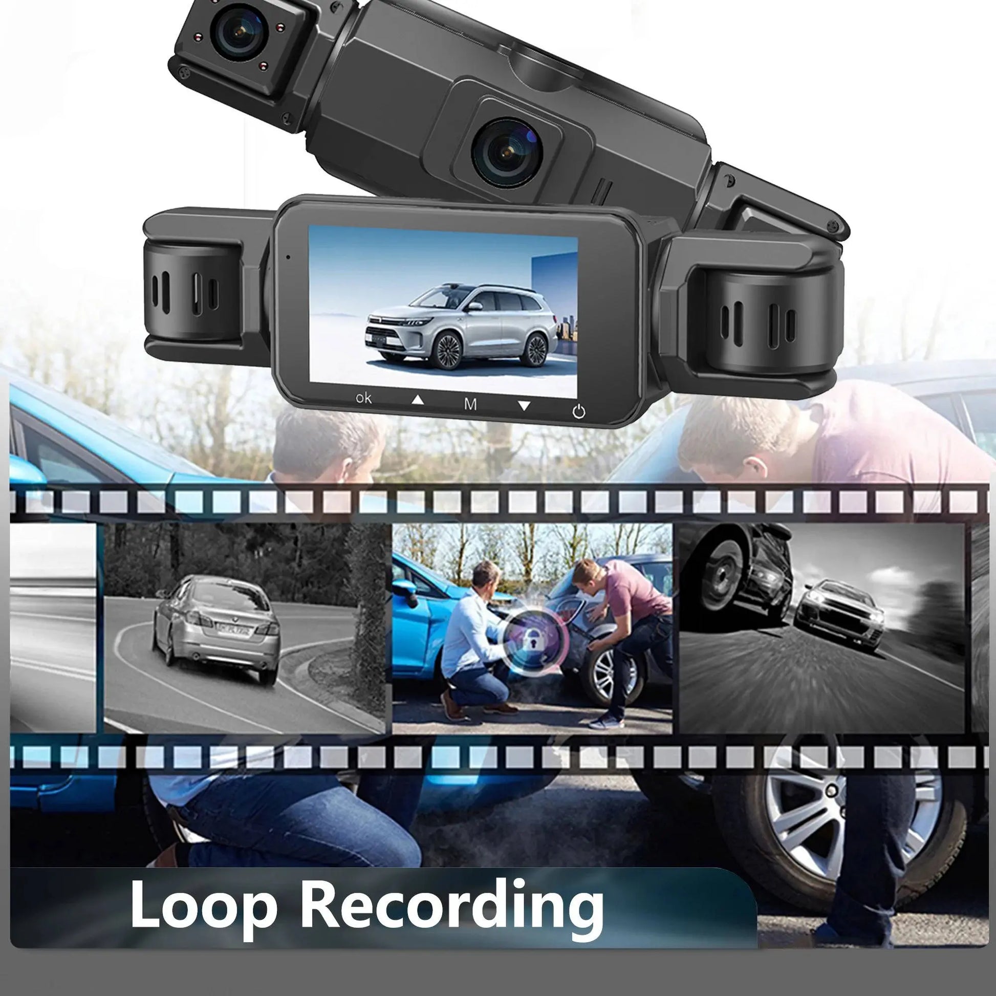 Car Dash Cam 4-Channel with Night Vision and Built-in WiFi, Front Rear Side Recording Avento Goods
