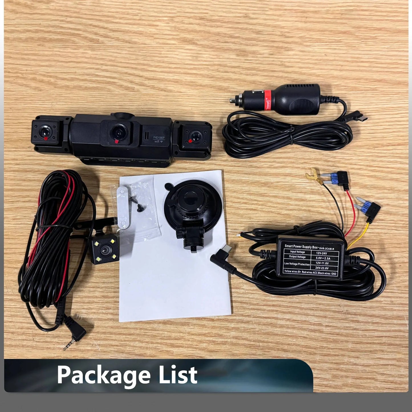 Car Dash Cam 4-Channel with Night Vision and Built-in WiFi, Front Rear Side Recording Avento Goods