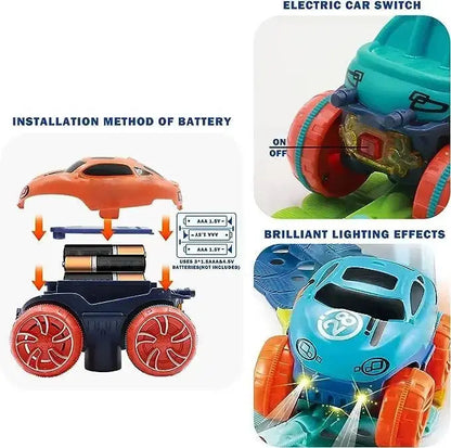 Kids Race Track with Glow-in-the-Dark LED and Flexible Track Segments, Anti-Tip Car Avento Goods
