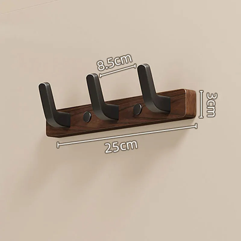 Wall-Mounted Coat Rack with Solid Wood Backing and Metal Hooks, Matte Black