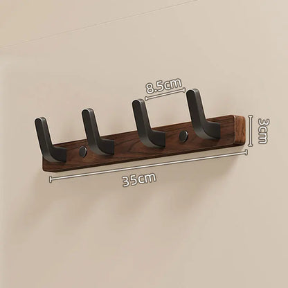 Wall-Mounted Coat Rack with Solid Wood Backing and Metal Hooks, Matte Black