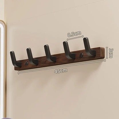 Wall-Mounted Coat Rack with Solid Wood Backing and Metal Hooks, Matte Black
