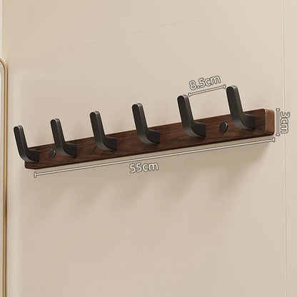Wall-Mounted Coat Rack with Solid Wood Backing and Metal Hooks, Matte Black