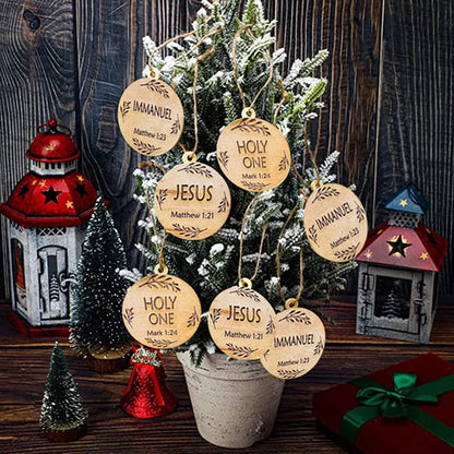 Advent Name Ornaments with Daily Devotional Prompts and Solid Wood Set, 12 or 25 Pieces