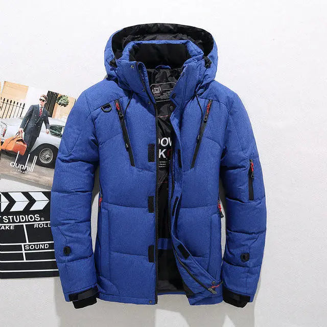 Duck Down Jacket with Removable Hood and Zip Closure, Thick Insulation Avento Goods