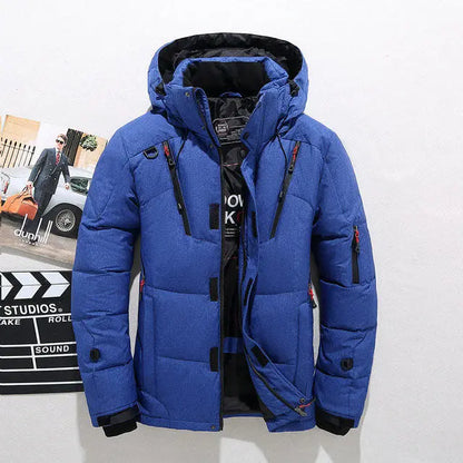 Duck Down Jacket with Removable Hood and Zip Closure, Thick Insulation Avento Goods