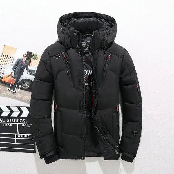 Duck Down Jacket with Removable Hood and Zip Closure, Thick Insulation Avento Goods