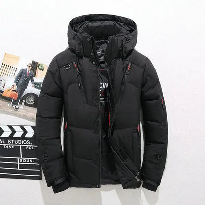 Duck Down Jacket with Removable Hood and Zip Closure, Thick Insulation Avento Goods