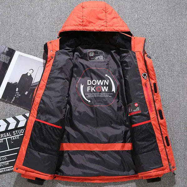 Duck Down Jacket with Removable Hood and Zip Closure, Thick Insulation Avento Goods