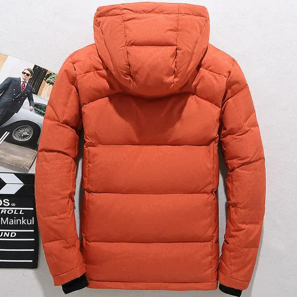 Duck Down Jacket with Removable Hood and Zip Closure, Thick Insulation Avento Goods