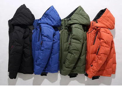 Duck Down Jacket with Removable Hood and Zip Closure, Thick Insulation Avento Goods