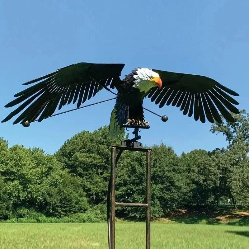 Metal Bird Garden Sculpture with Lifelike Wings and Six-Point Stake, Powder Coated Avento Goods