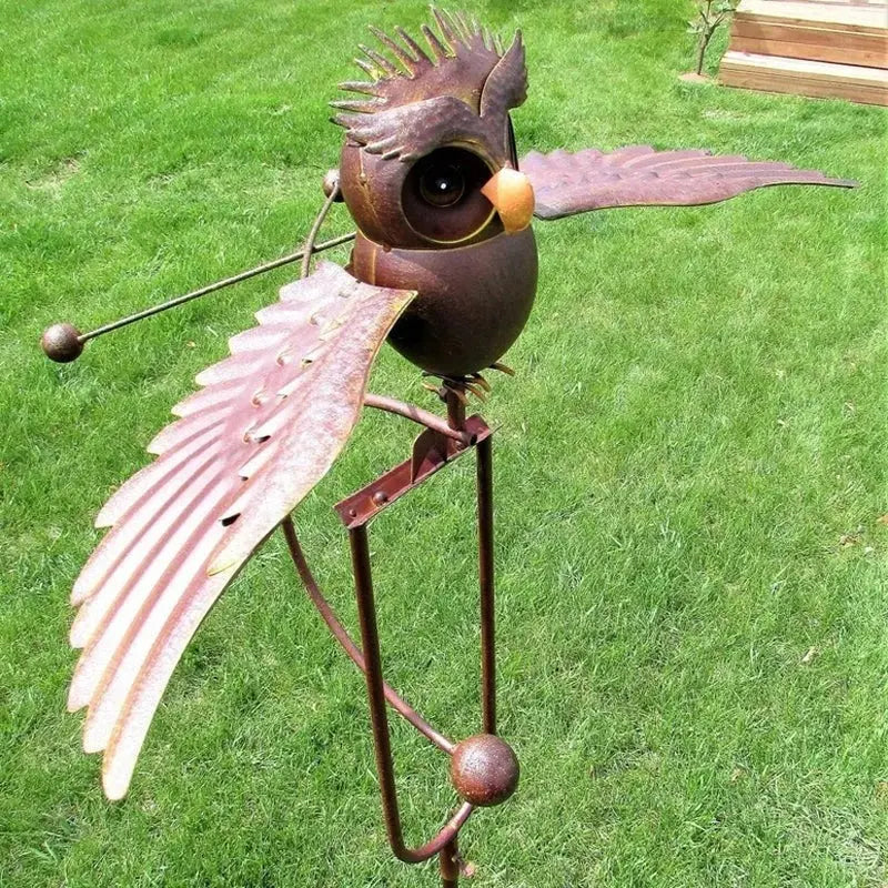 Metal Bird Garden Sculpture with Lifelike Wings and Six-Point Stake, Powder Coated Avento Goods