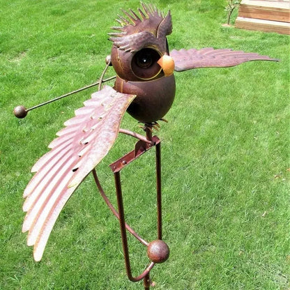 Metal Bird Garden Sculpture with Lifelike Wings and Six-Point Stake, Powder Coated Avento Goods