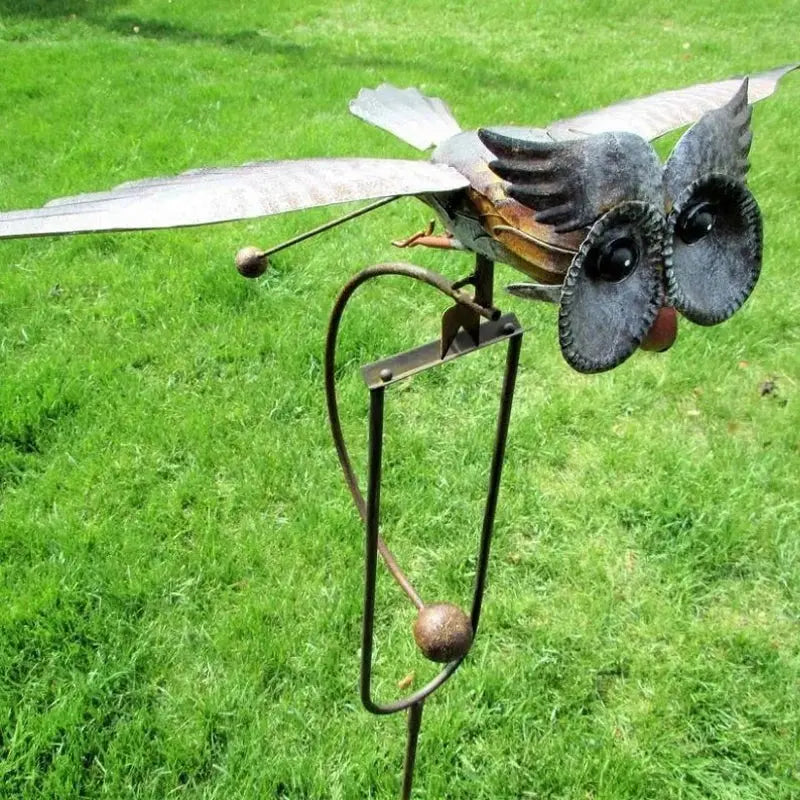 Metal Bird Garden Sculpture with Lifelike Wings and Six-Point Stake, Powder Coated Avento Goods