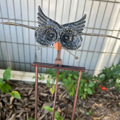 Metal Bird Garden Sculpture with Lifelike Wings and Six-Point Stake, Powder Coated Avento Goods