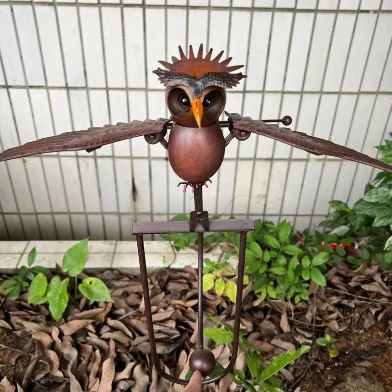 Metal Bird Garden Sculpture with Lifelike Wings and Six-Point Stake, Powder Coated Avento Goods