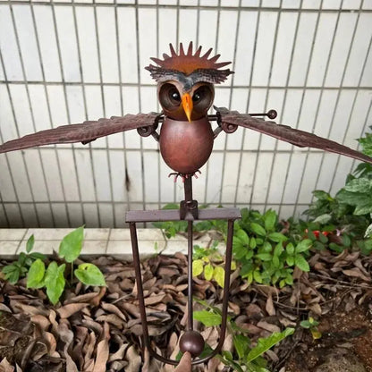 Metal Bird Garden Sculpture with Lifelike Wings and Six-Point Stake, Powder Coated Avento Goods