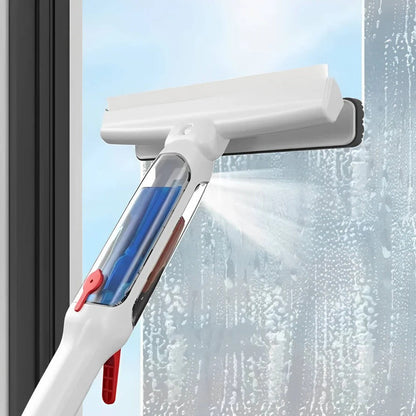 Telescopic Window Cleaner with Trigger Spray and Dual Scrub Squeegee, 51-Inch Reach