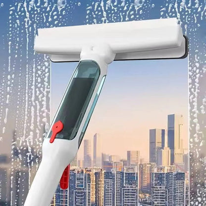 Telescopic Window Cleaner with Trigger Spray and Dual Scrub Squeegee, 51-Inch Reach