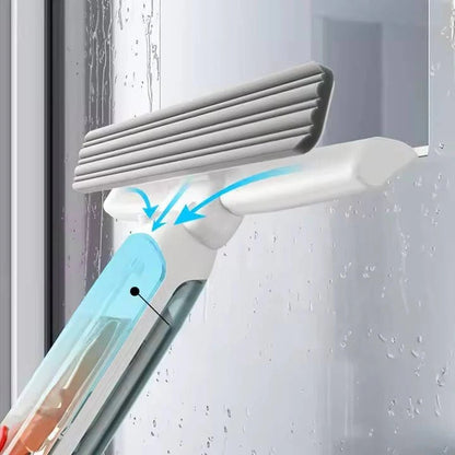 Telescopic Window Cleaner with Trigger Spray and Dual Scrub Squeegee, 51-Inch Reach