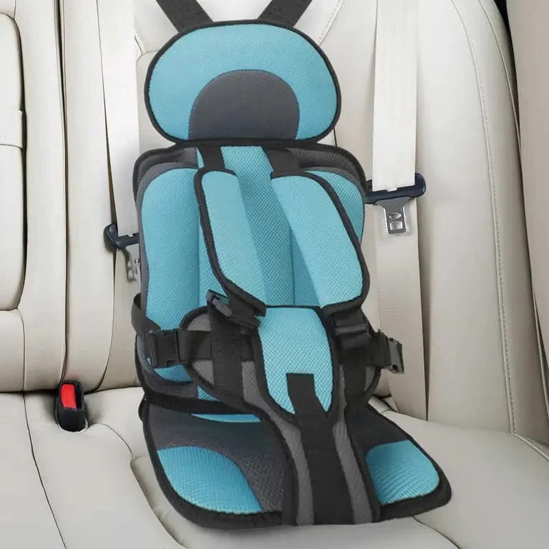 Child Car Seat Cushion with Adjustable Five-Point Harness and Breathable Mesh, Foldable