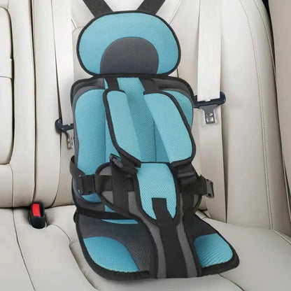 Child Car Seat Cushion with Adjustable Five-Point Harness and Breathable Mesh, Foldable