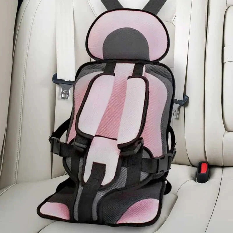 Child Car Seat Cushion with Adjustable Five-Point Harness and Breathable Mesh, Foldable