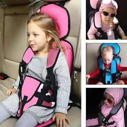 Child Car Seat Cushion with Adjustable Five-Point Harness and Breathable Mesh, Foldable