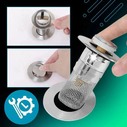 Pop-Up Sink Stopper with Airtight Dual Seal and Removable Strainer, Stainless Steel Avento Goods