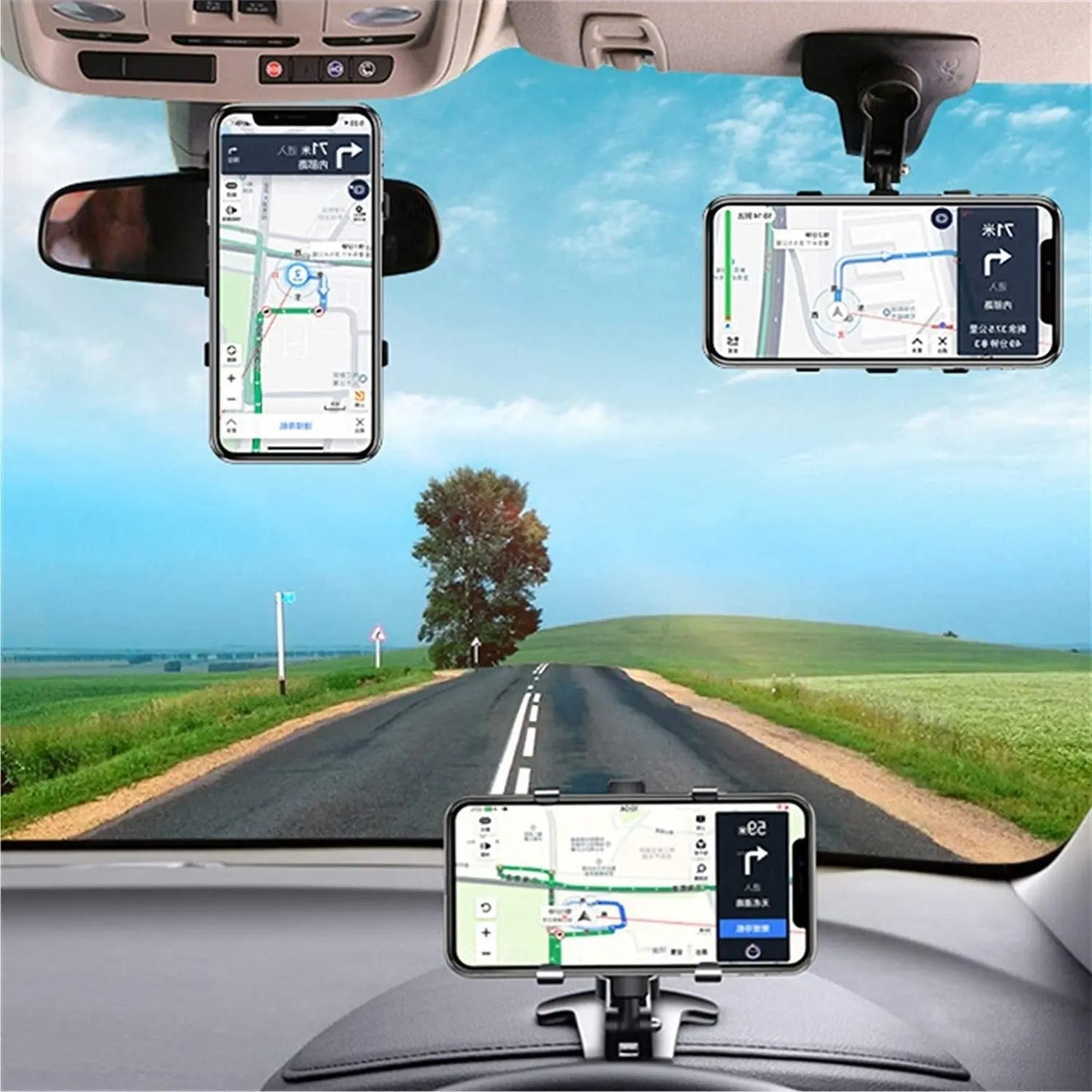 Car Phone Holder with 360° Swivel and 180° Tilt, Sun Visor Rearview Panel Mount Avento Goods