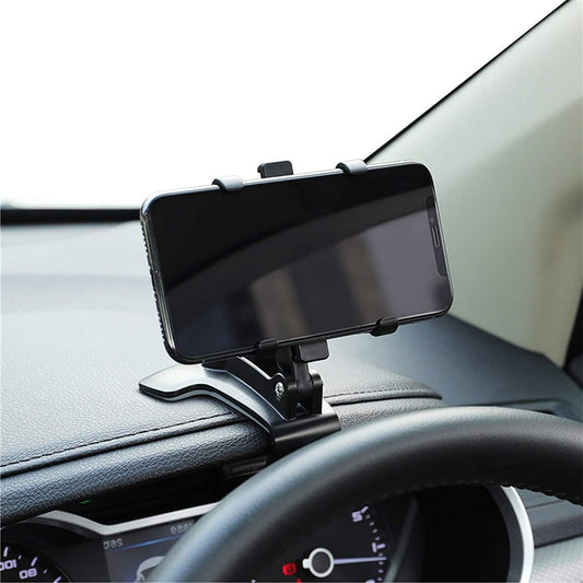 Car Phone Holder with 360° Swivel and 180° Tilt, Sun Visor Rearview Panel Mount