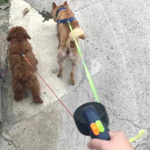 Dual Retractable Dog Leash with 360-Degree Swivel and Built-In LED, Ergonomic Grip Avento Goods