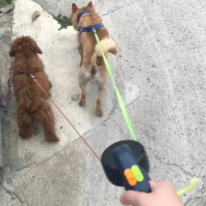 Dual Retractable Dog Leash with 360-Degree Swivel and Built-In LED, Ergonomic Grip Avento Goods
