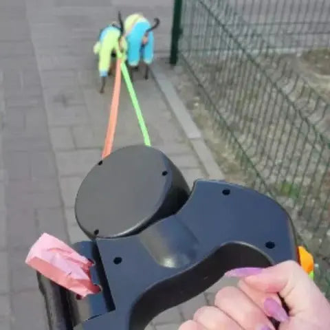 Dual Retractable Dog Leash with 360-Degree Swivel and Built-In LED, Ergonomic Grip Avento Goods