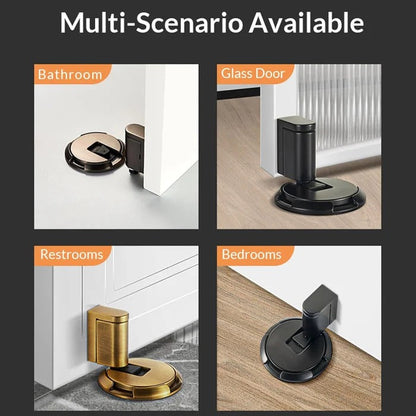Adjustable Door Stopper with Silent Locking and Adhesive or Screw Mounting, Secure Hold