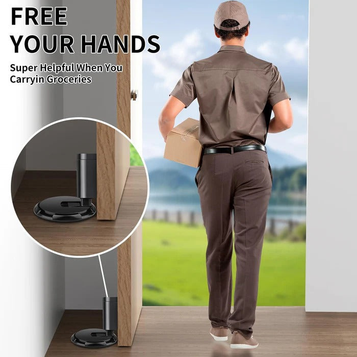 Adjustable Door Stopper with Silent Locking and Adhesive or Screw Mounting, Secure Hold